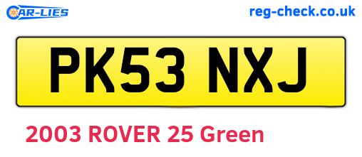 PK53NXJ are the vehicle registration plates.