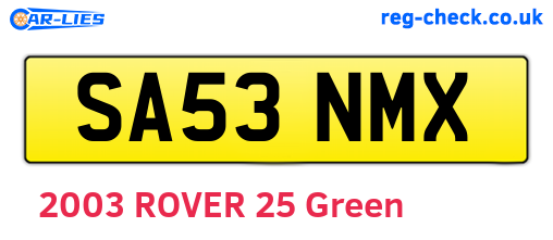 SA53NMX are the vehicle registration plates.