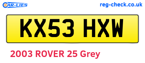 KX53HXW are the vehicle registration plates.