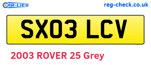 SX03LCV are the vehicle registration plates.