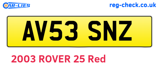 AV53SNZ are the vehicle registration plates.