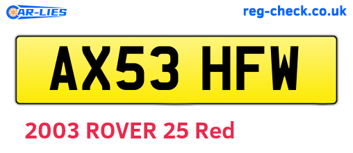 AX53HFW are the vehicle registration plates.