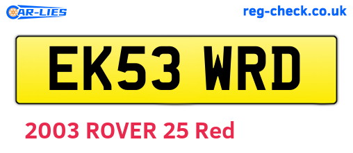 EK53WRD are the vehicle registration plates.