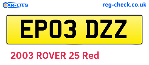 EP03DZZ are the vehicle registration plates.