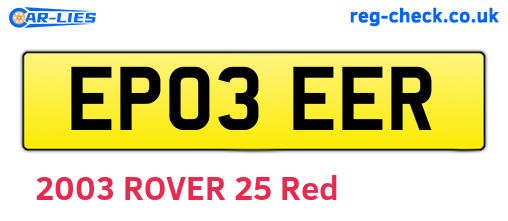 EP03EER are the vehicle registration plates.