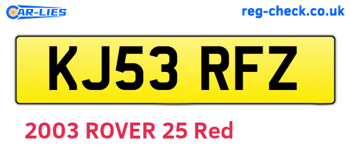 KJ53RFZ are the vehicle registration plates.