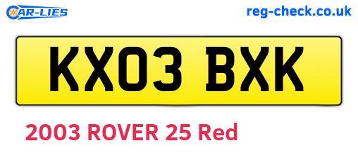 KX03BXK are the vehicle registration plates.