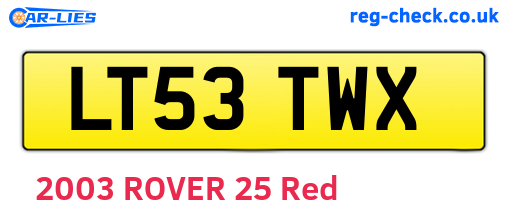 LT53TWX are the vehicle registration plates.