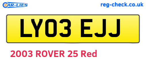LY03EJJ are the vehicle registration plates.