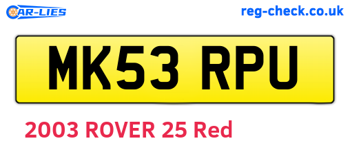 MK53RPU are the vehicle registration plates.