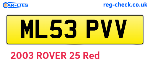 ML53PVV are the vehicle registration plates.
