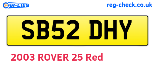SB52DHY are the vehicle registration plates.