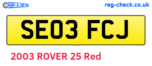 SE03FCJ are the vehicle registration plates.