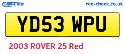 YD53WPU are the vehicle registration plates.
