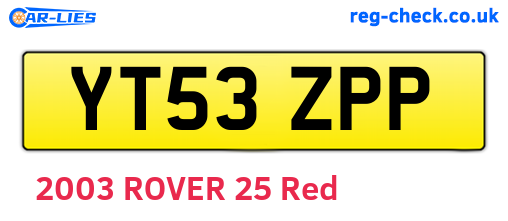 YT53ZPP are the vehicle registration plates.