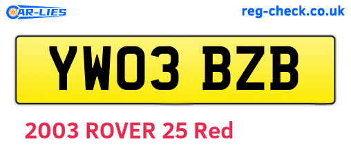YW03BZB are the vehicle registration plates.