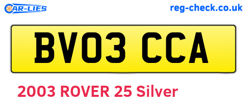 BV03CCA are the vehicle registration plates.
