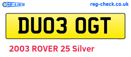 DU03OGT are the vehicle registration plates.