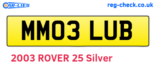 MM03LUB are the vehicle registration plates.