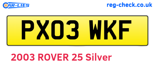 PX03WKF are the vehicle registration plates.