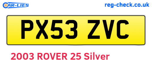 PX53ZVC are the vehicle registration plates.
