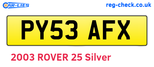 PY53AFX are the vehicle registration plates.