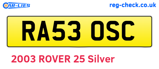 RA53OSC are the vehicle registration plates.