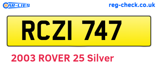 RCZ1747 are the vehicle registration plates.
