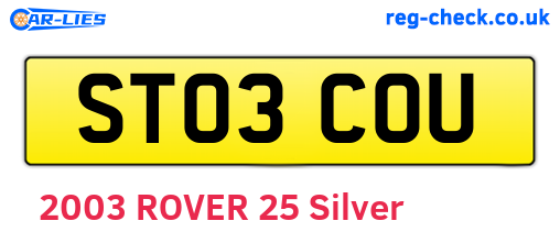 ST03COU are the vehicle registration plates.