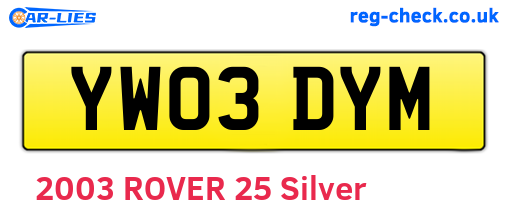 YW03DYM are the vehicle registration plates.