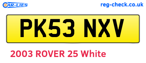 PK53NXV are the vehicle registration plates.