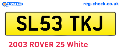 SL53TKJ are the vehicle registration plates.