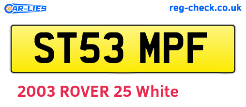 ST53MPF are the vehicle registration plates.