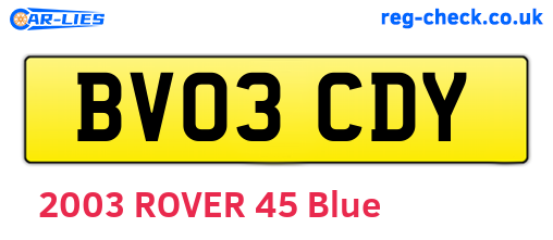 BV03CDY are the vehicle registration plates.