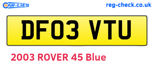 DF03VTU are the vehicle registration plates.