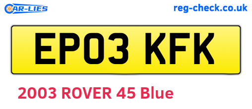 EP03KFK are the vehicle registration plates.