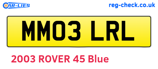 MM03LRL are the vehicle registration plates.
