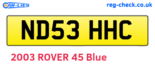 ND53HHC are the vehicle registration plates.