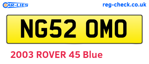 NG52OMO are the vehicle registration plates.