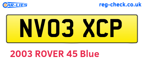NV03XCP are the vehicle registration plates.