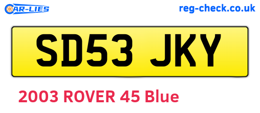 SD53JKY are the vehicle registration plates.