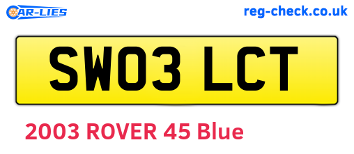 SW03LCT are the vehicle registration plates.