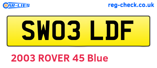 SW03LDF are the vehicle registration plates.