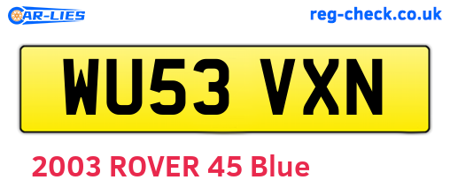 WU53VXN are the vehicle registration plates.