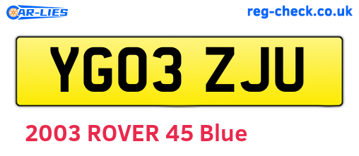 YG03ZJU are the vehicle registration plates.
