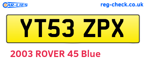 YT53ZPX are the vehicle registration plates.
