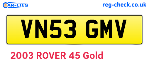 VN53GMV are the vehicle registration plates.