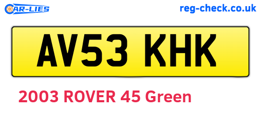 AV53KHK are the vehicle registration plates.
