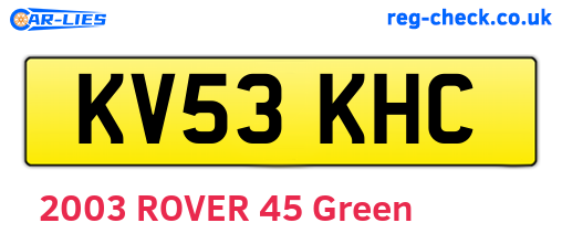 KV53KHC are the vehicle registration plates.