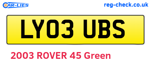 LY03UBS are the vehicle registration plates.